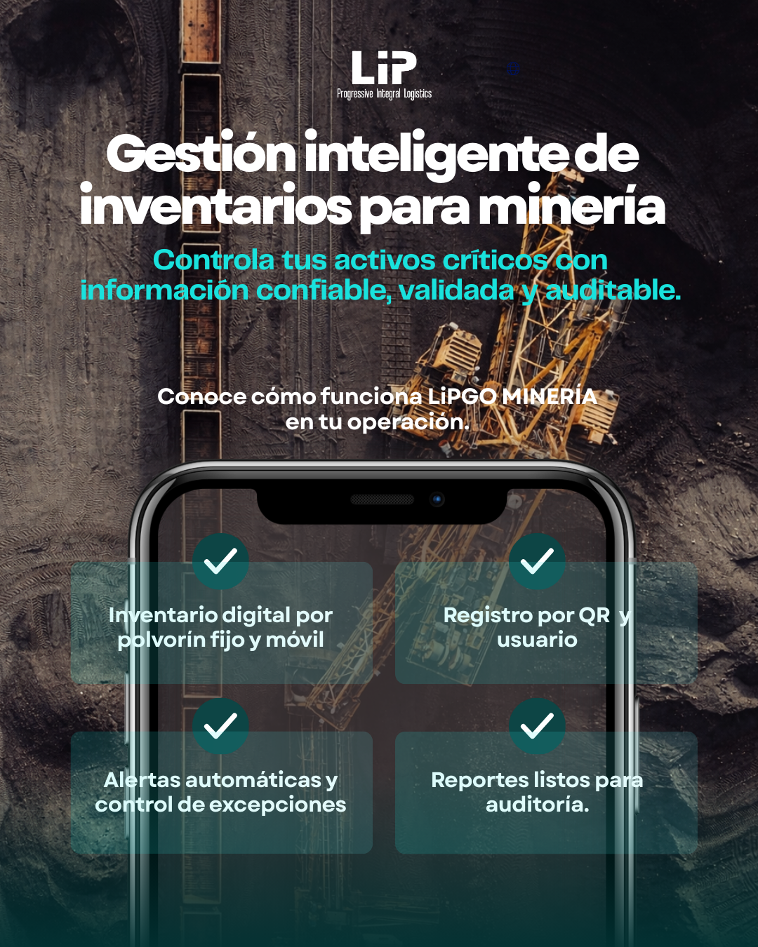 LIPGO Minería App Mockup